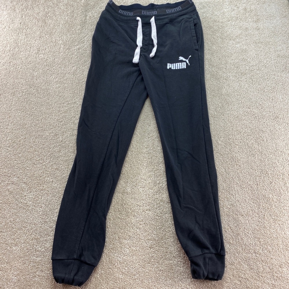 Puma Sweatpants Mens‎ Small Jogger Black Drawstring Logo Athletic
